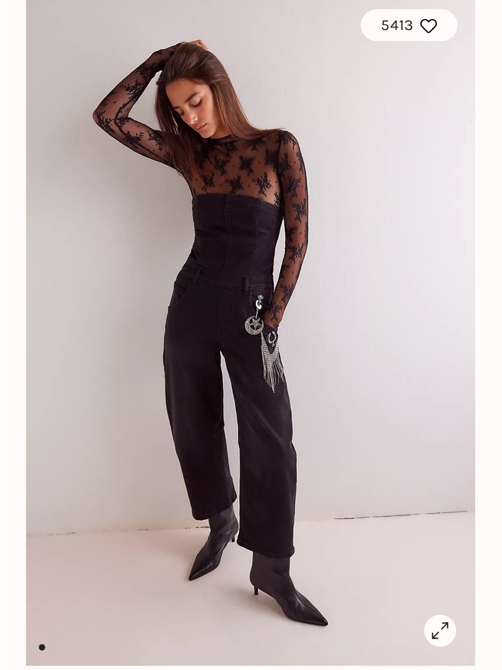 Free People Je Suis Pret Denim Jumpsuit